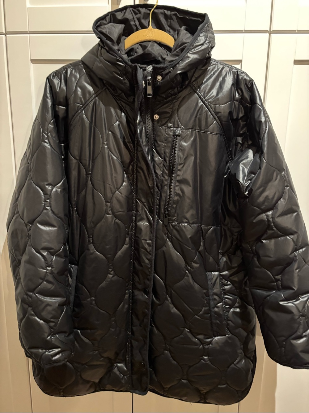Women's Black Quilted Hooded  Casual Warm Coat from Northern Reflections